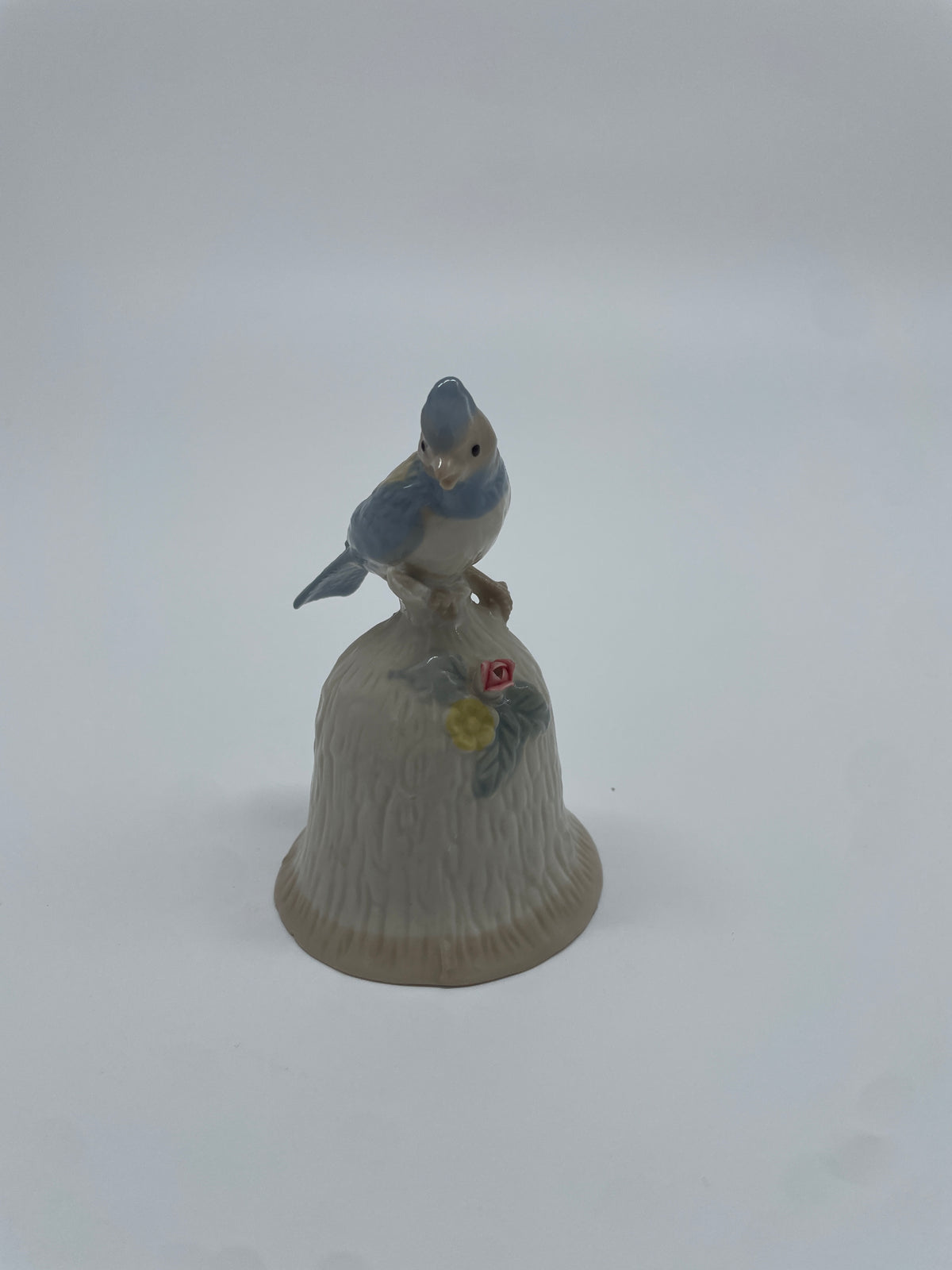 Vintage Porcelain Bluebird & Flowers Decorative Bell