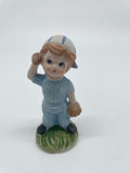Vintage Baseball Boy Ceramic Figurine – Blue Uniform & Glove