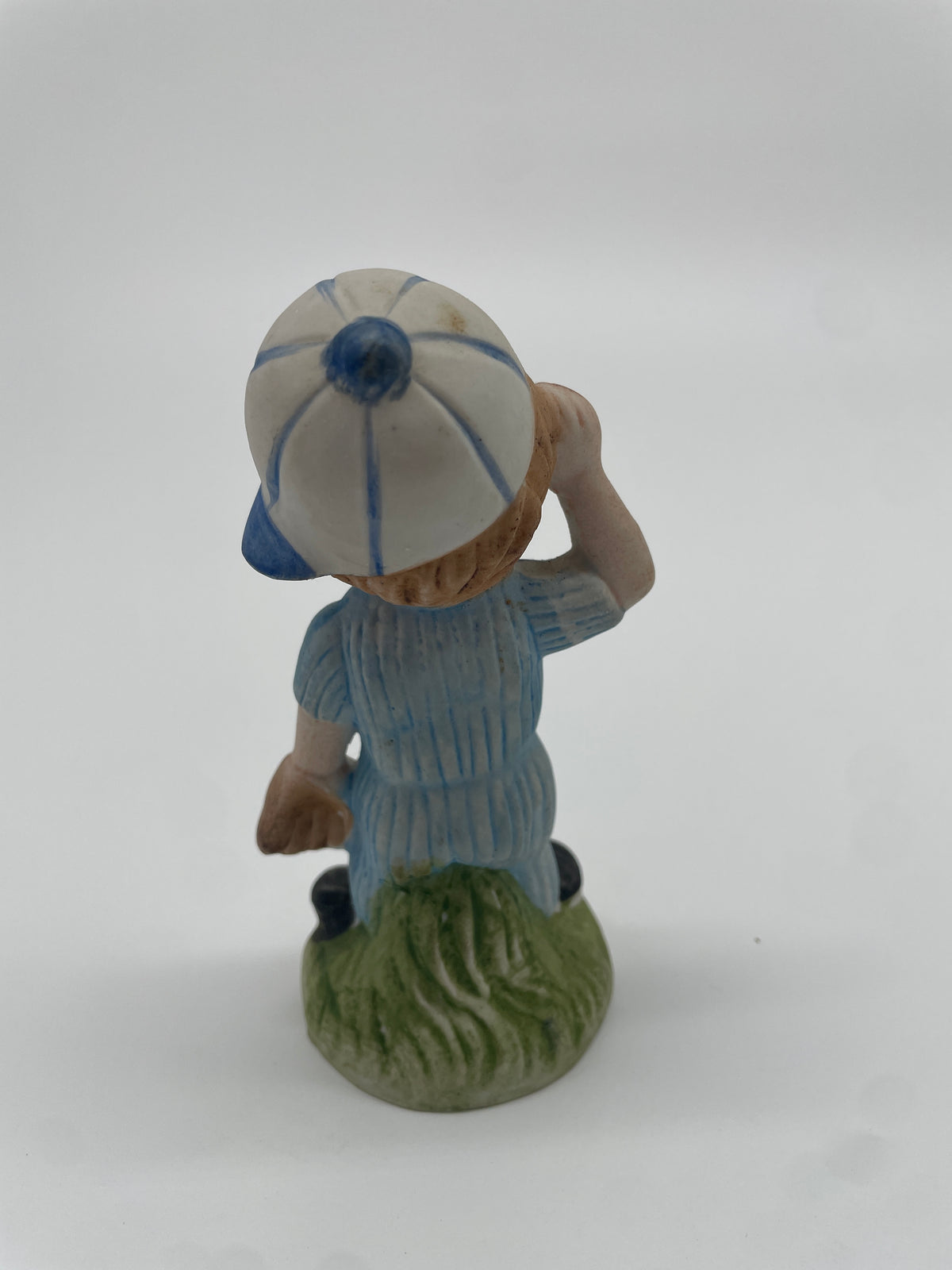 Vintage Baseball Boy Ceramic Figurine – Blue Uniform & Glove