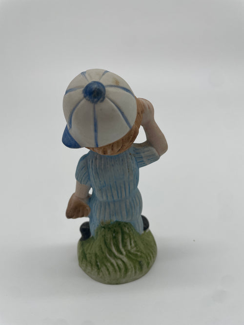 Vintage Baseball Boy Ceramic Figurine – Blue Uniform & Glove