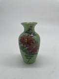Vintage Made in Taiwan Green Hand-Painted Floral Bud Vase
