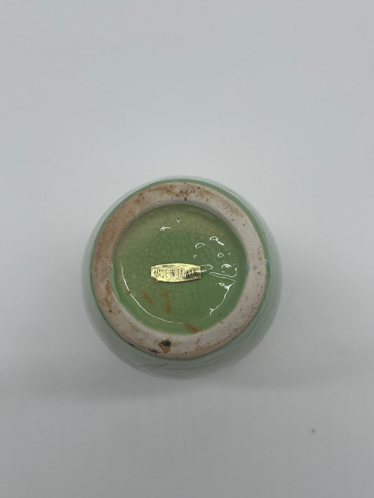 Vintage Made in Taiwan Green Hand-Painted Floral Bud Vase