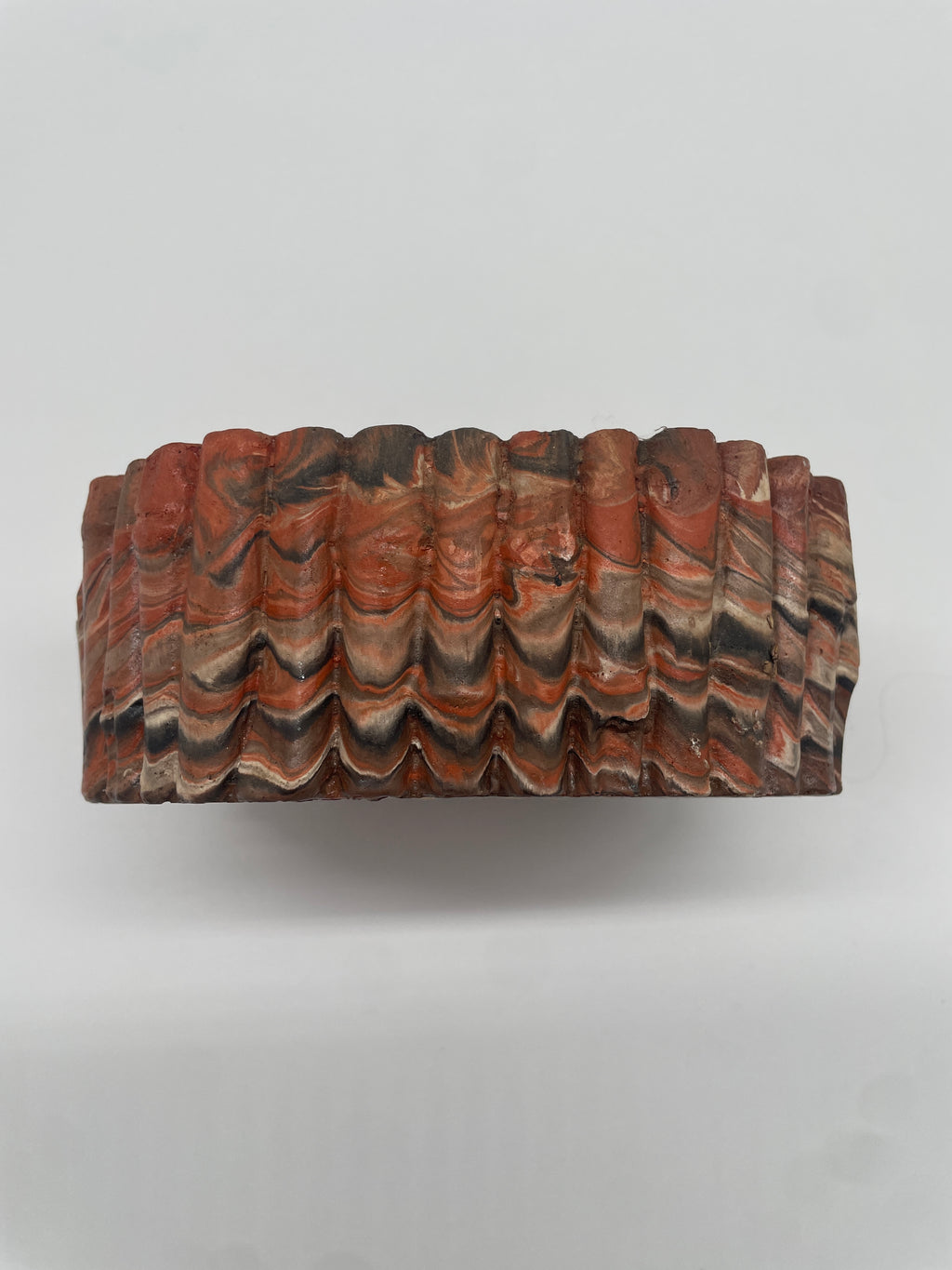 Vintage Comanche Pottery Marbled Swirl Bowl – Red, Black & Cream
