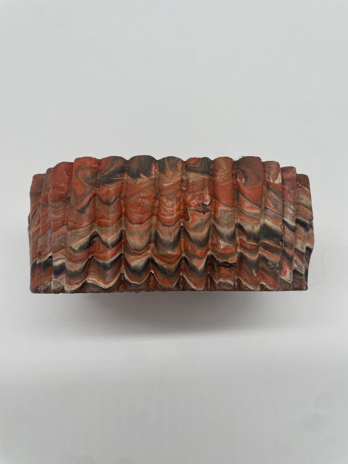 Vintage Comanche Pottery Marbled Swirl Bowl – Red, Black & Cream