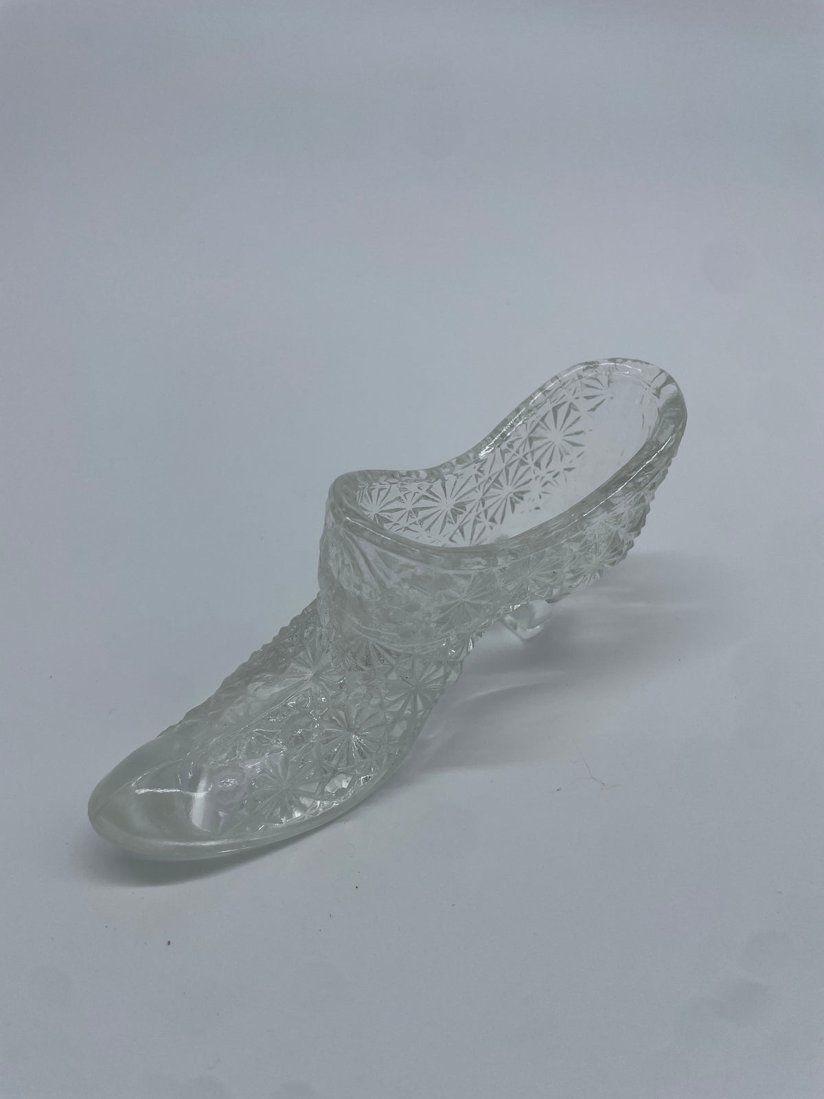 Vintage Clear Pressed Glass Daisy & Button Decorative Slipper / Shoe