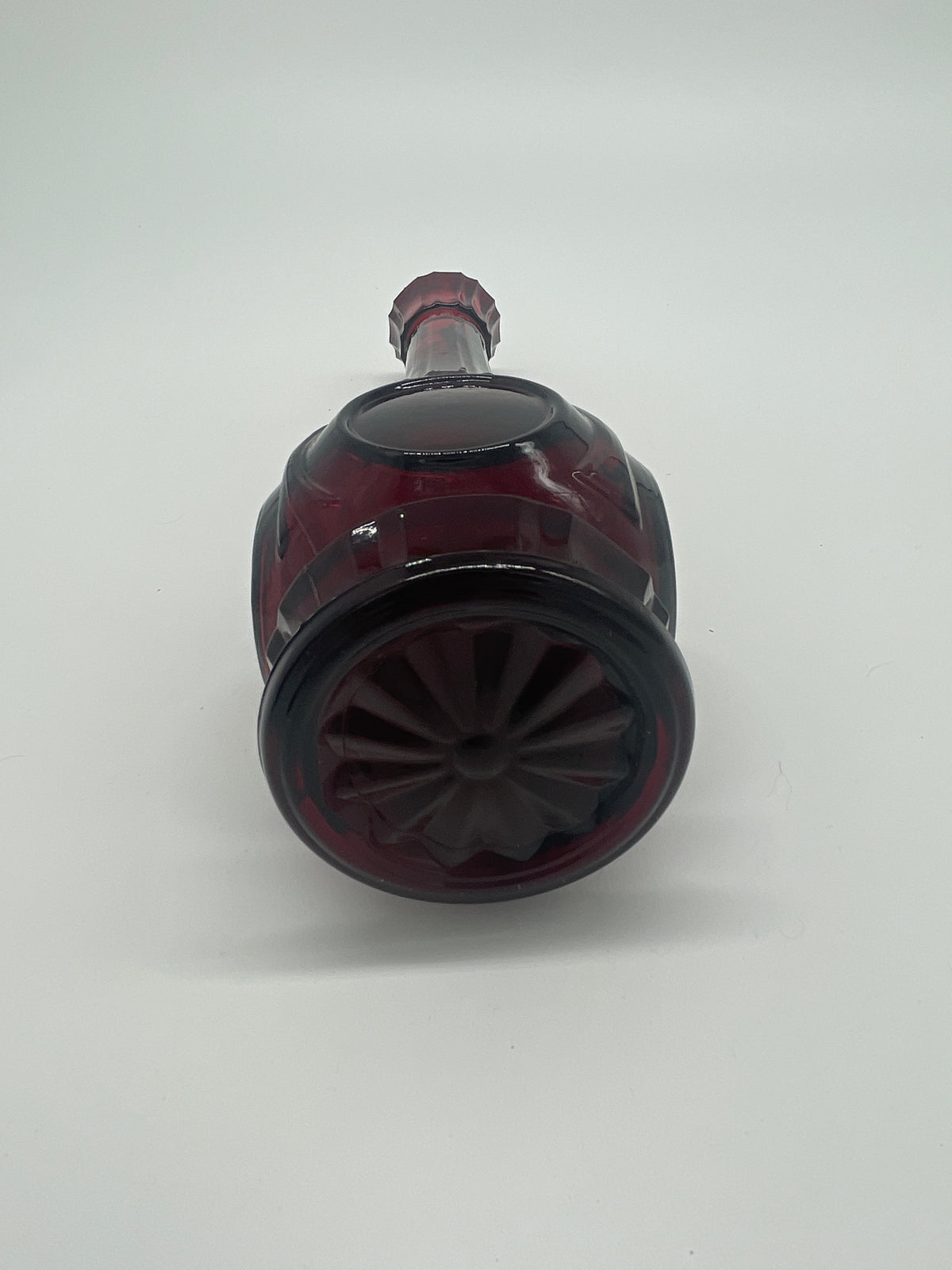 Vintage Ruby Red Bullseye Glass Bud Vase – Tall Fluted Neck