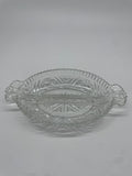 Vintage Clear Pressed Glass Divided Relish Dish – Starburst Pattern