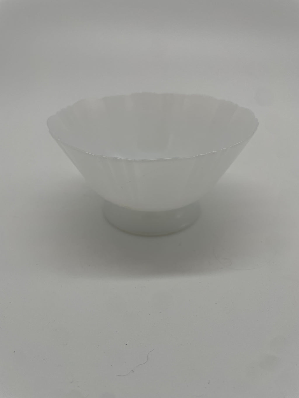 Vintage White Opalescent Milk Glass Scalloped Floral Bowl