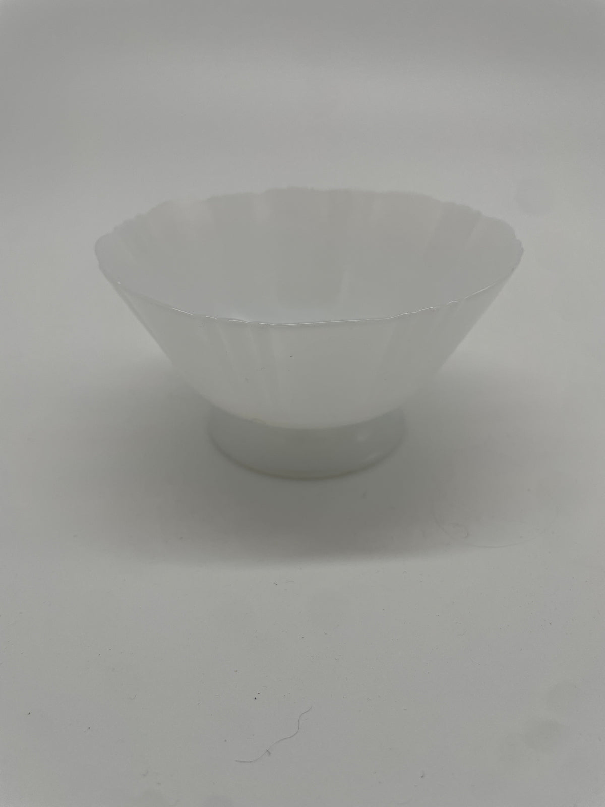 Vintage White Opalescent Milk Glass Scalloped Floral Bowl