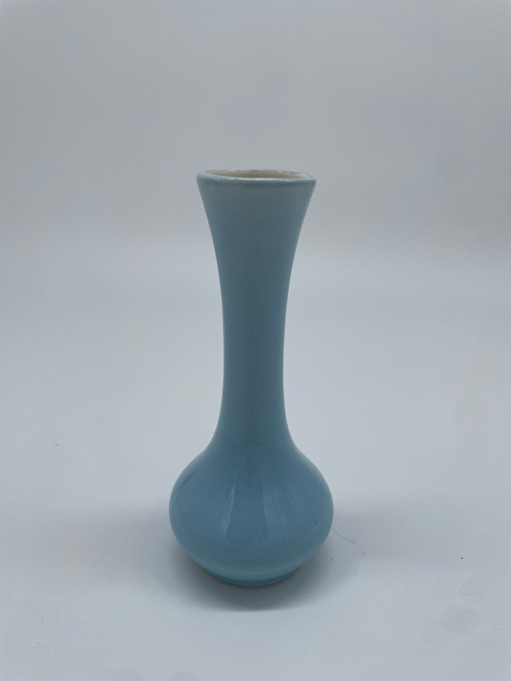 Vintage Powder Blue Ceramic Bud Vase – Long Neck