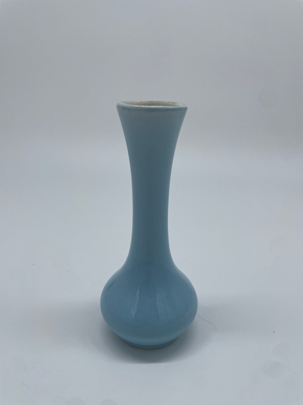 Vintage Powder Blue Ceramic Bud Vase – Long Neck