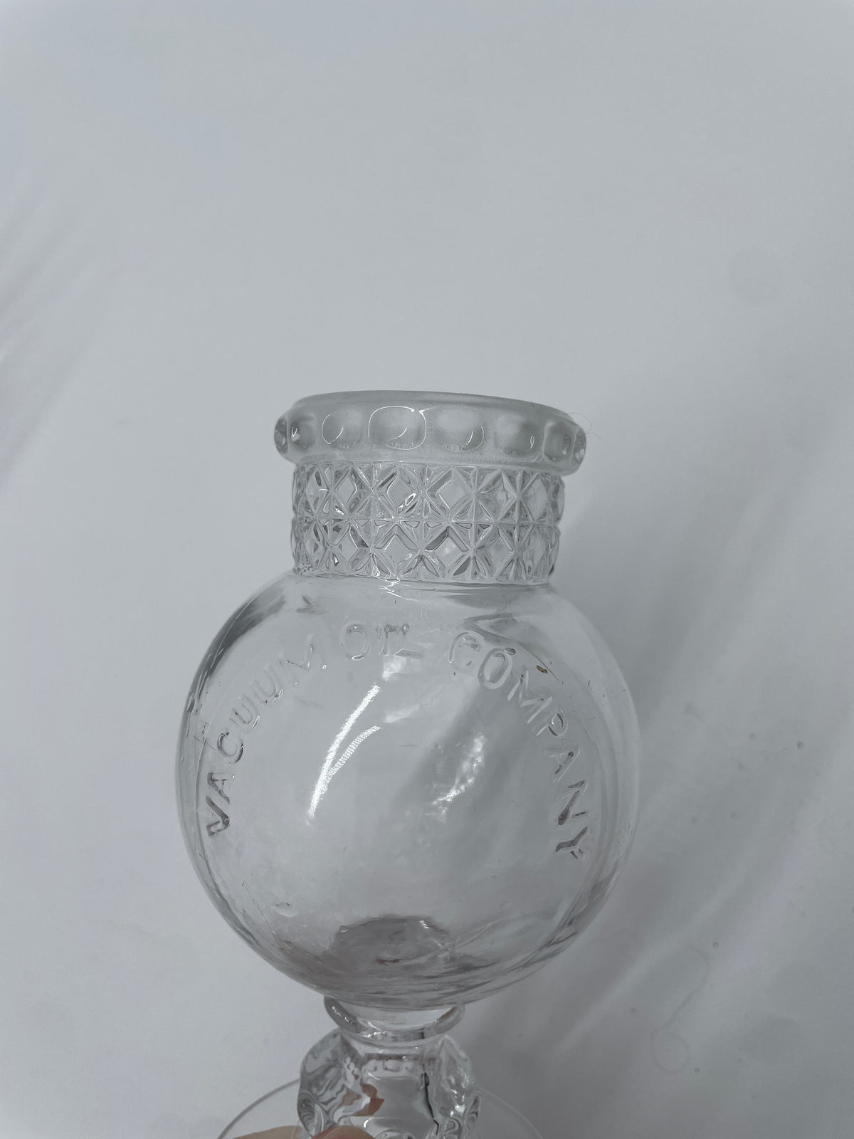 Antique Vacuum Oil Company Clear Glass Oil Lamp Font – Embossed