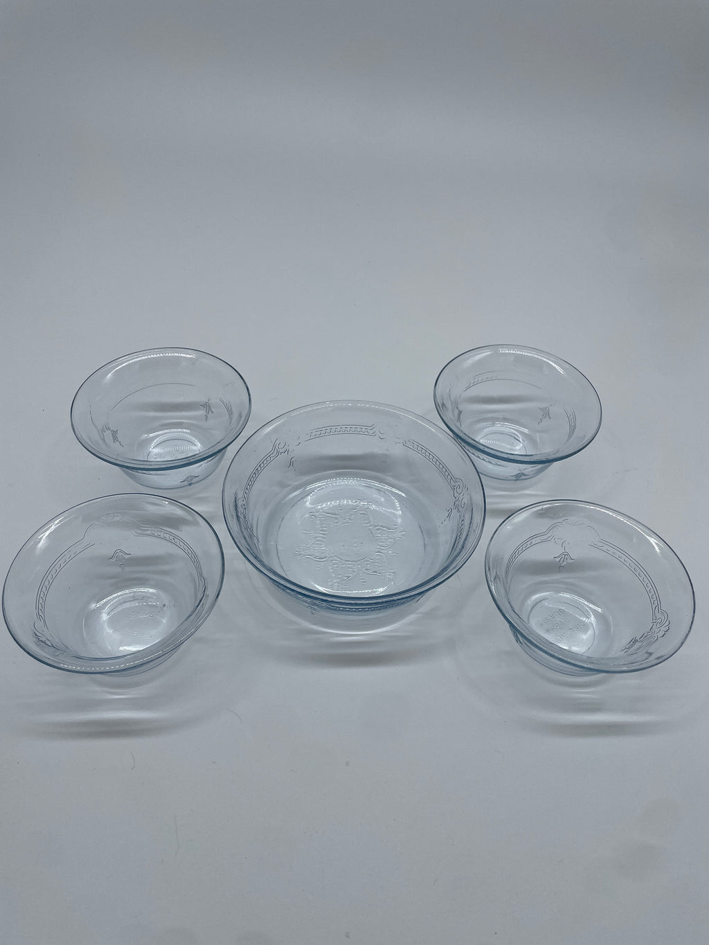 Vintage Fire-King Sapphire Blue Philbe Glass Bowl Set – 5 Pieces