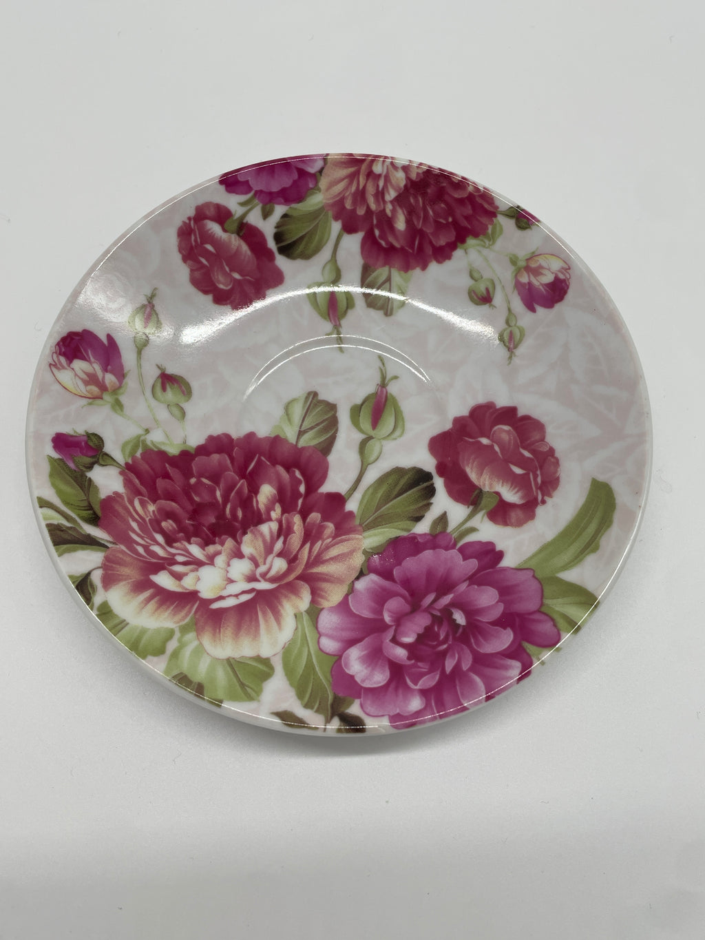 Pink Rose Chintz Porcelain Teacup & Saucer Set – Unmarked