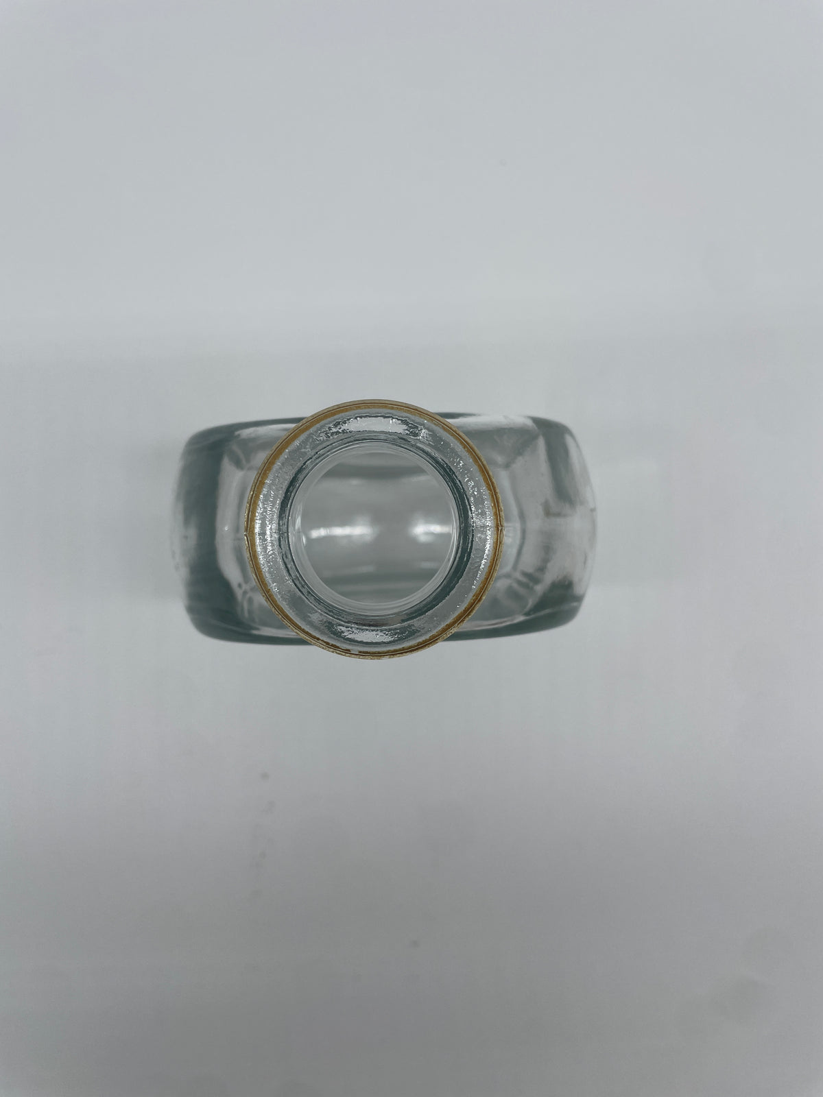 Vintage Clear Glass Bottle with Gold Rim – Rectangular Decorative Vessel