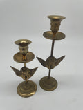 Vintage Brass Cherub Angel Candlesticks – Graduated Pair